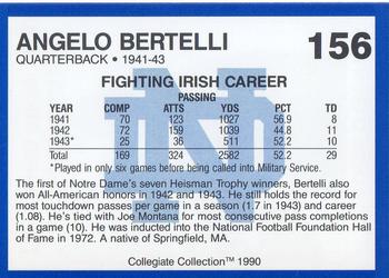 1990 Collegiate Collection Notre Dame #156 Angelo Bertelli Back