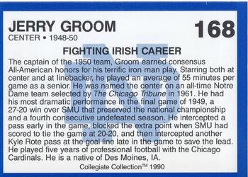 1990 Collegiate Collection Notre Dame #168 Jerry Groom Back