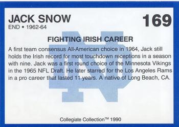 1990 Collegiate Collection Notre Dame #169 Jack Snow Back