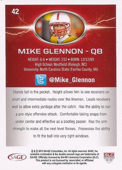 2013 SAGE HIT #42 Mike Glennon Back