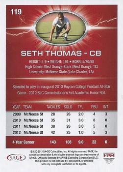 2013 SAGE HIT #119 Seth Thomas Back