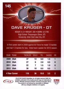 2013 SAGE HIT #145 Dave Kruger Back