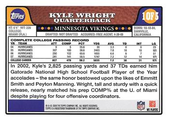 2008 Topps - Rookies (Retail) #1 Kyle Wright Back