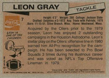 1981 Topps Coca-Cola Houston Oilers #7 Leon Gray Back