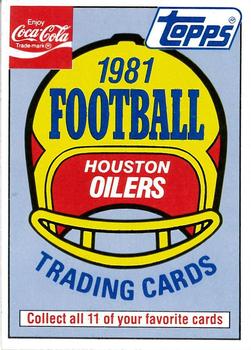 1981 Topps Coca-Cola Houston Oilers #NNO Houston Oilers Header Front