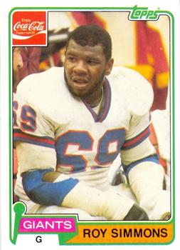 1981 Topps Coca-Cola New York Giants #8 Roy Simmons Front