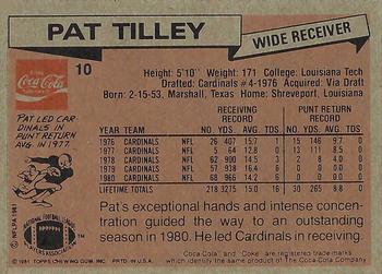 1981 Topps Coca-Cola St. Louis Cardinals #10 Pat Tilley Back