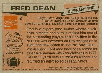 1981 Topps Coca-Cola San Diego Chargers #2 Fred Dean Back