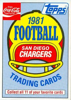 1981 Topps Coca-Cola San Diego Chargers #NNO San Diego Chargers Header Front