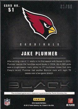 2012 Panini Black - NFL Equipment #51 Jake Plummer Back