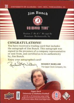 2012 Upper Deck University of Alabama - Autographs #30 Jim Bunch Back