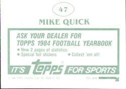 1984 Topps Stickers #47 Mike Quick Back