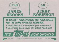 1984 Topps Stickers #48 / 198 Jerry Robinson / James Brooks Back