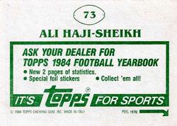 1984 Topps Stickers #73 Ali Haji-Sheikh Back