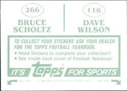 1984 Topps Stickers #116 / 266 Dave Wilson / Bruce Scholtz Back