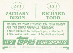 1984 Topps Stickers #121 / 271 Richard Todd / Zachary Dixon Back