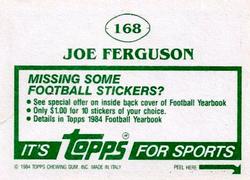 1984 Topps Stickers #168 Joe Ferguson Back