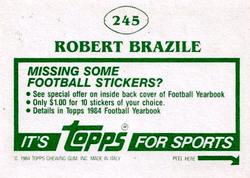 1984 Topps Stickers #245 Robert Brazile Back