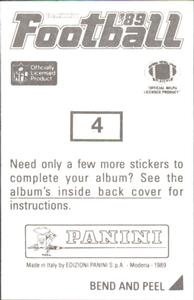 1989 Panini Stickers #4 Tony Casillas Back