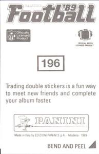 1989 Panini Stickers #196 Barry Wilburn Back