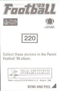 1989 Panini Stickers #220 Fred Smerlas Back
