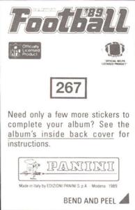 1989 Panini Stickers #267 Vance Johnson Back