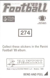 1989 Panini Stickers #274 Houston Oilers Logo Back