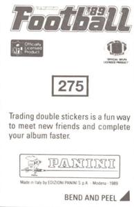 1989 Panini Stickers #275 Allen Pinkett Back