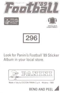 1989 Panini Stickers #296 Albert Bentley Back