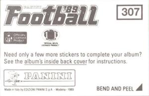 1989 Panini Stickers #307 Kansas City Chiefs Logo Back
