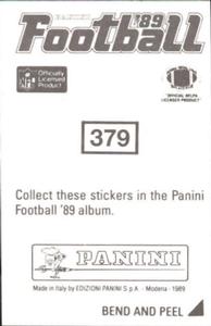1989 Panini Stickers #379 Bryan Hinkle Back