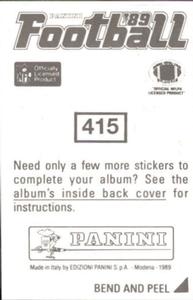 1989 Panini Stickers #415 Super Bowl XXIII Back