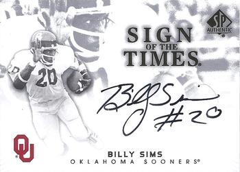2012 SP Authentic - Sign of the Times #ST-SI Billy Sims Front