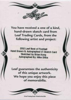 2012 Leaf Best of Football - Hand Drawn & Autographed Sketches #NNO Mike Ditka Back