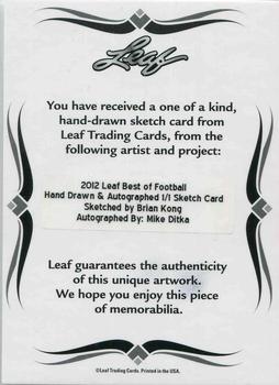 2012 Leaf Best of Football - Hand Drawn & Autographed Sketches #NNO Mike Ditka Back
