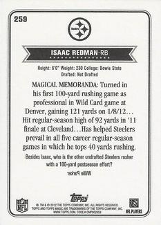 2012 Topps Magic - Mini Black Border #259 Isaac Redman Back