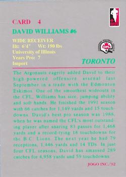 1992 JOGO #4 David Williams Back
