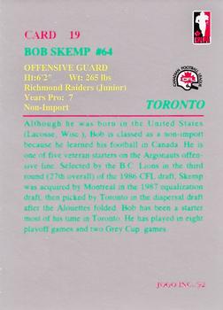 1992 JOGO #19 Bob Skemp Back