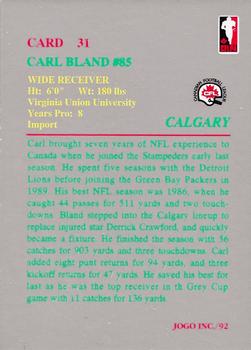 1992 JOGO #31 Carl Bland Back