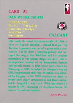 1992 JOGO #51 Dan Wicklum Back