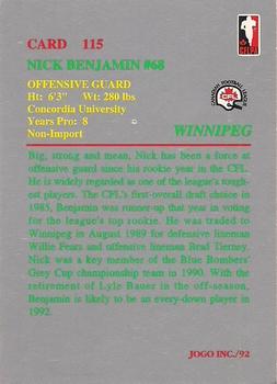 1992 JOGO #115 Nick Benjamin Back