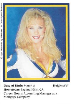 1994-95 Sideliners Pro Football Cheerleaders #R3 Erin Cordes Back