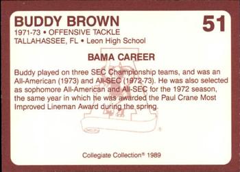1989 Collegiate Collection Coke Alabama Crimson Tide (580) #51 Buddy Brown Back