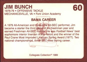 1989 Collegiate Collection Coke Alabama Crimson Tide (580) #60 Jim Bunch Back
