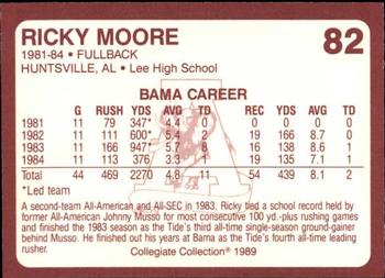 1989 Collegiate Collection Coke Alabama Crimson Tide (580) #82 Ricky Moore Back