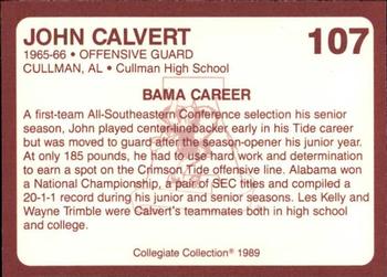 1989 Collegiate Collection Coke Alabama Crimson Tide (580) #107 John Calvert Back