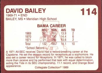 1989 Collegiate Collection Coke Alabama Crimson Tide (580) #114 David Bailey Back