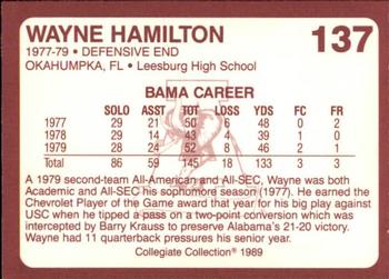 1989 Collegiate Collection Coke Alabama Crimson Tide (580) #137 Wayne Hamilton Back