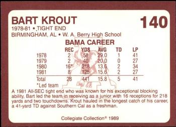 1989 Collegiate Collection Coke Alabama Crimson Tide (580) #140 Bart Krout Back