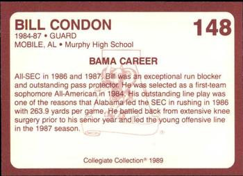 1989 Collegiate Collection Coke Alabama Crimson Tide (580) #148 Bill Condon Back